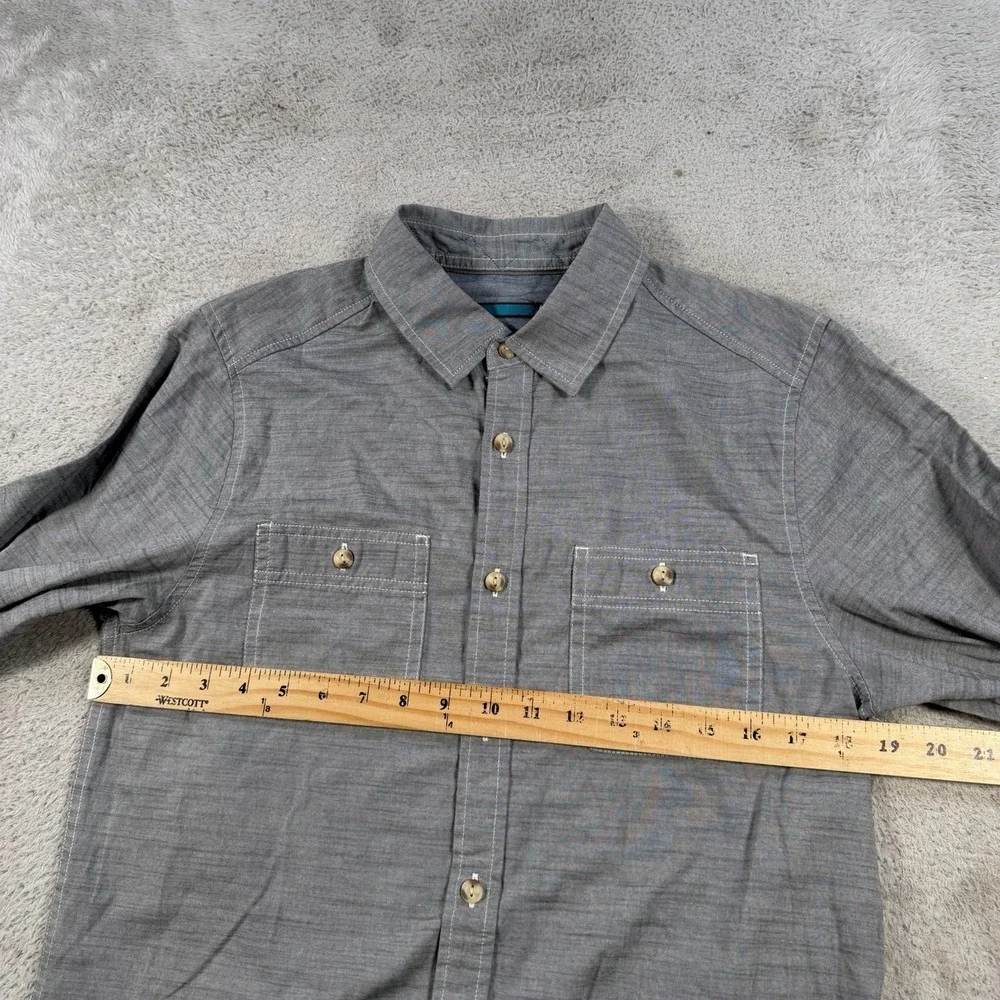 The North Face Shirt Men Small Grey Button Up Outdoor Utility Long Sleeve Pocket